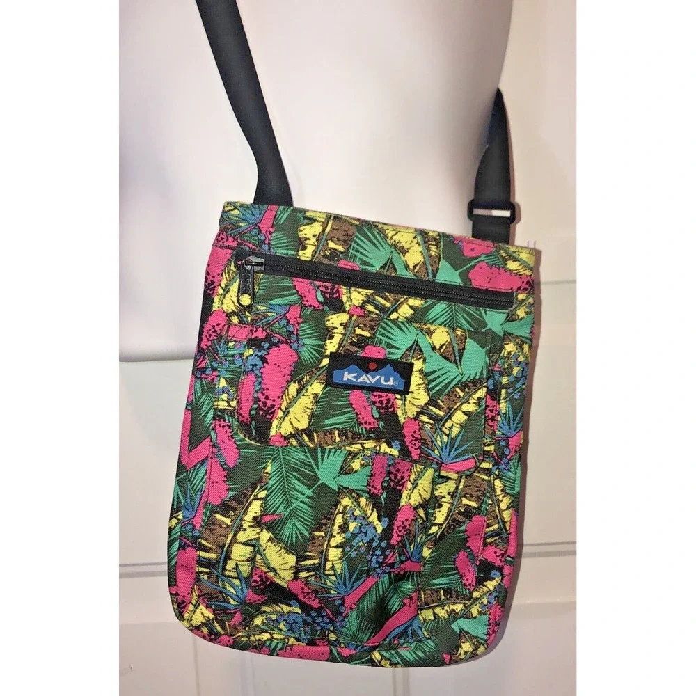 Kavu Crossbody Bag Tropical Bright Colors Pink Yellow Blue Vacation Festival
